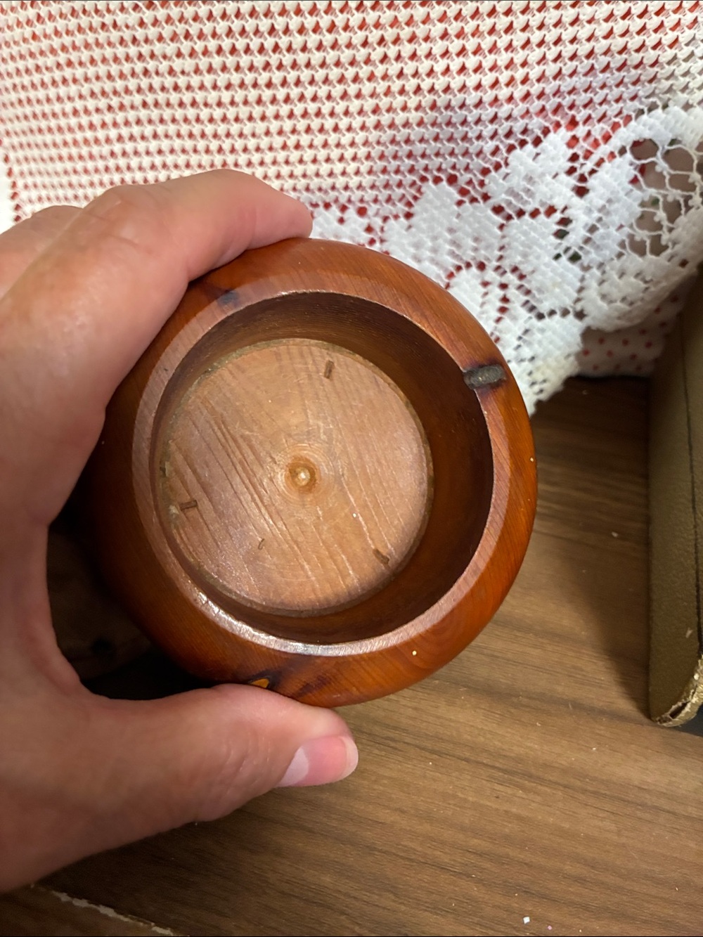 Wooden Lidded Decorative Box with Yellow Knob - Picture 5 of 9